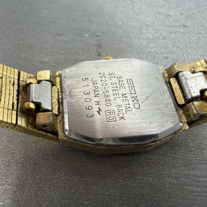 Seiko Watch Women 18mm Gold Dial Gold Tone Octagon 2C205840 New Battery VTG9