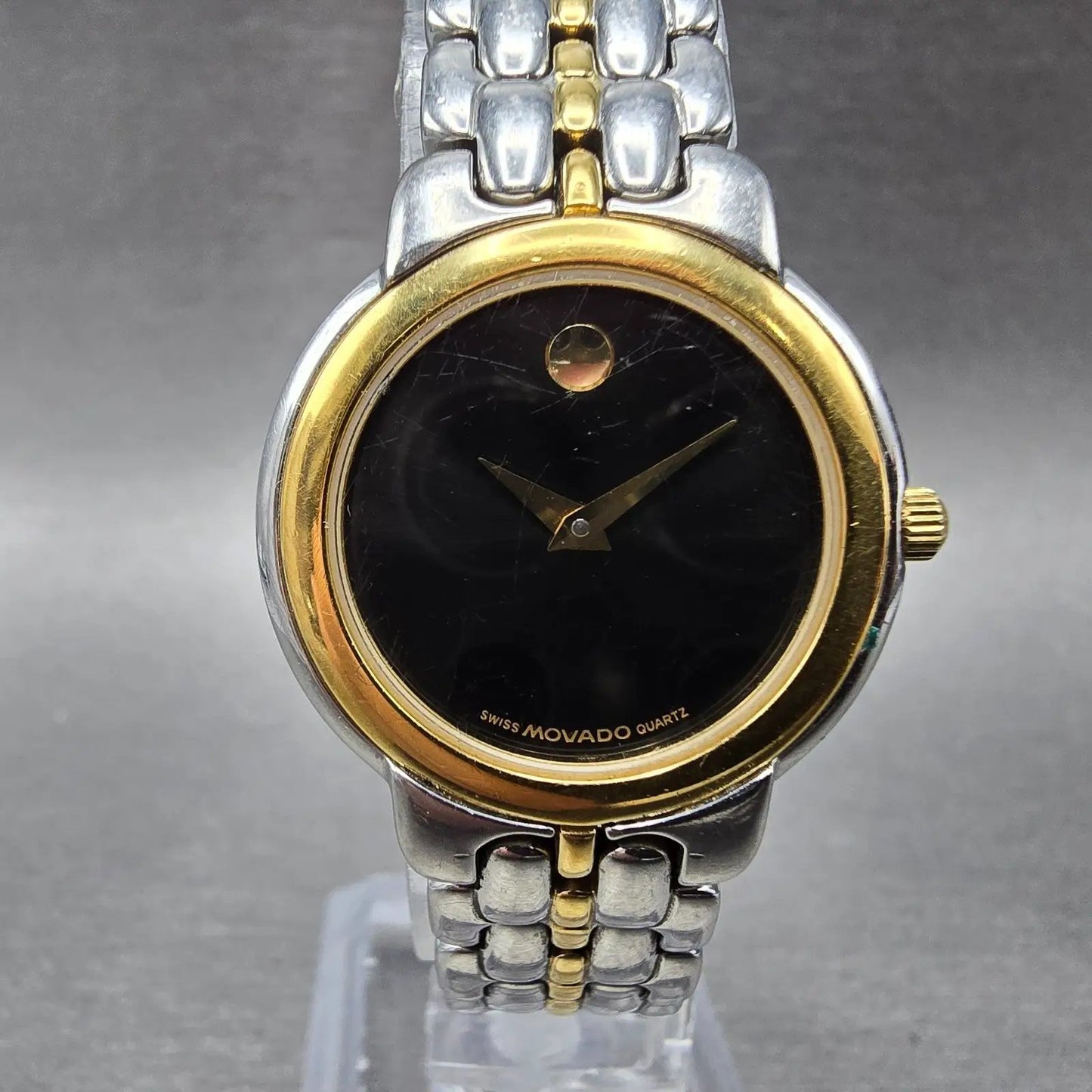 Movado Museum Watch Women 26mm Black Dial Two Tone 81.A1.833.1 New Battery0