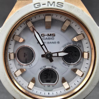 Casio Baby-G MSG-W100 Watch Women 41mm White Rose Gold Alarm Chrono Solar Works1