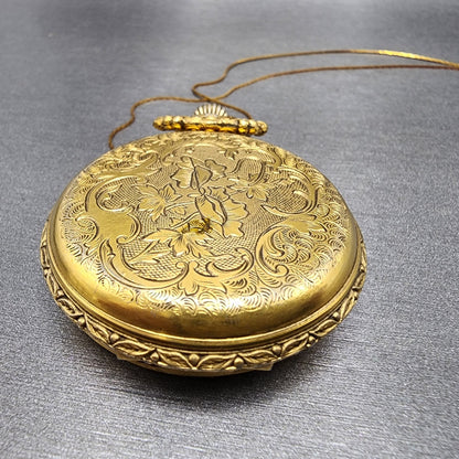 Citizen Pocket Watch Men 48mm White Dial Gold Tone Manual 0200-028853 Runs PARTS