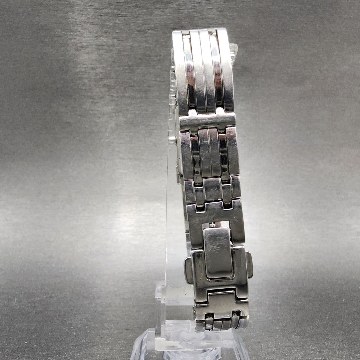 Citizen EcoDrive Tank Watch Women 14mm Black Dial Silver Tone Rectangle Runs7