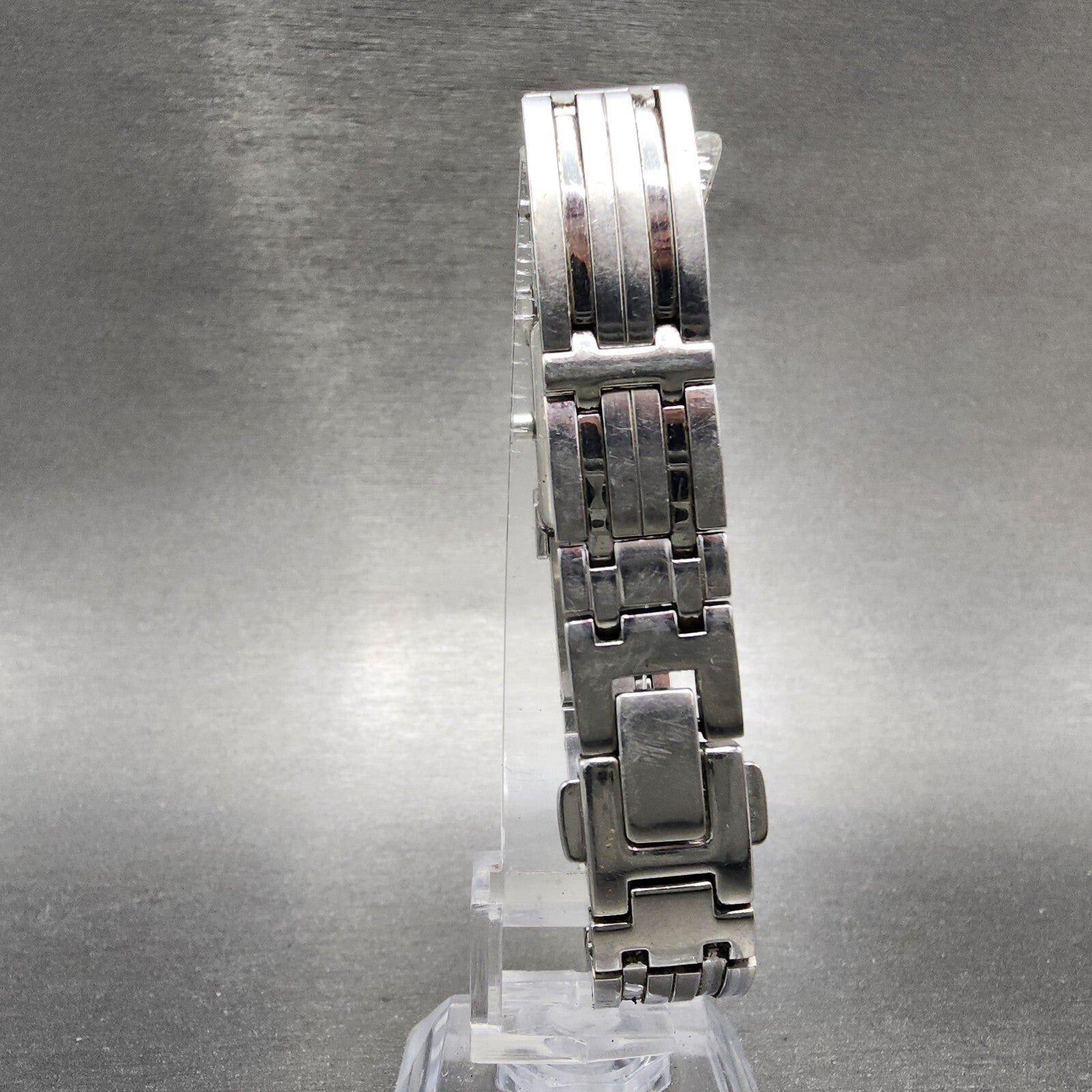 Citizen EcoDrive Tank Watch Women 14mm Black Dial Silver Tone Rectangle Runs7