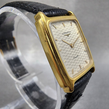 Longines Tank Watch Women 20mm White Dial Gold Tone Rectangle 7026 New Battery2