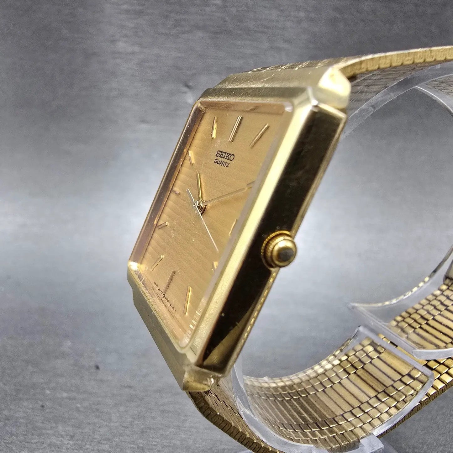Seiko Tank Watch Men 27mm Champagne Dial Gold Tone Date 5Y32-5050 PARTS Vintage3