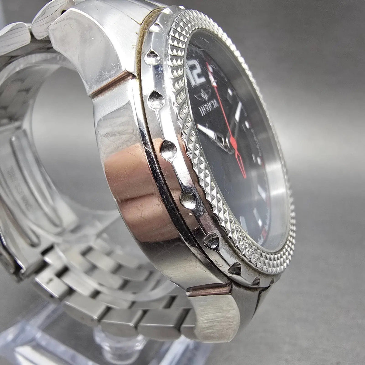 Invicta Specialty Watch Men 48mm Black Dial Silver Tone 15201 New Battery3