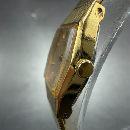 Seiko Watch Women 18mm Gold Dial Gold Tone Hexagon 2C20-5790 New Battery KL92