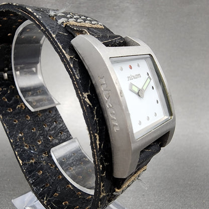 Nixon The Lizzie Watch Women 22mm White Dial Steel Leather Band New Battery