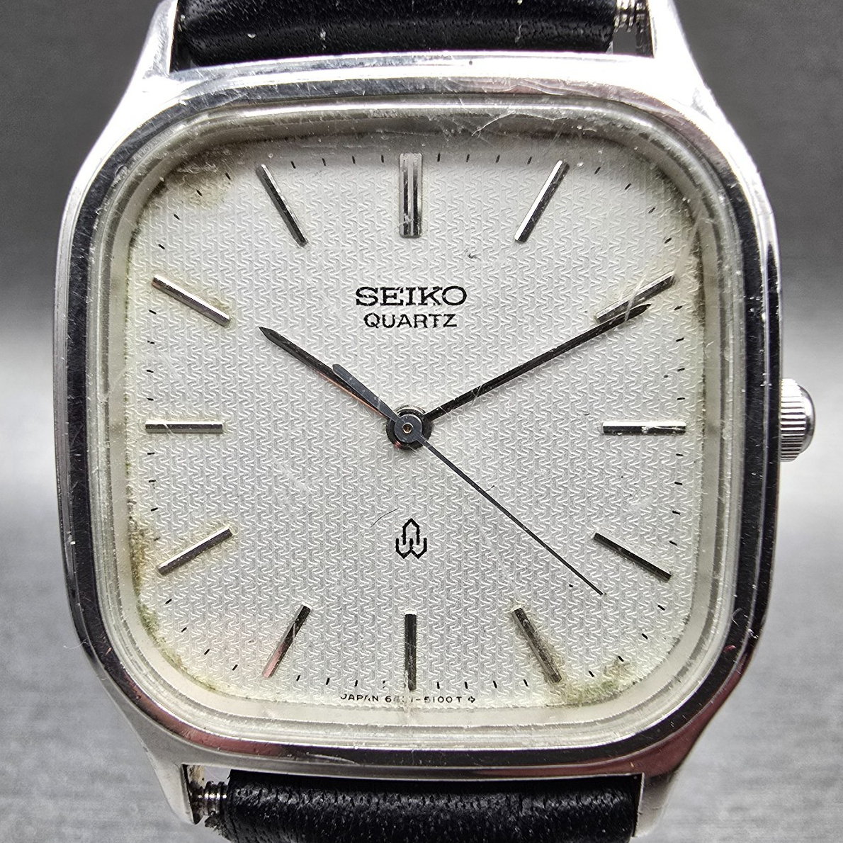 Seiko Tank Watch Men 30mm Silver Dial Silver Rectangle 6431-5050 New Battery1