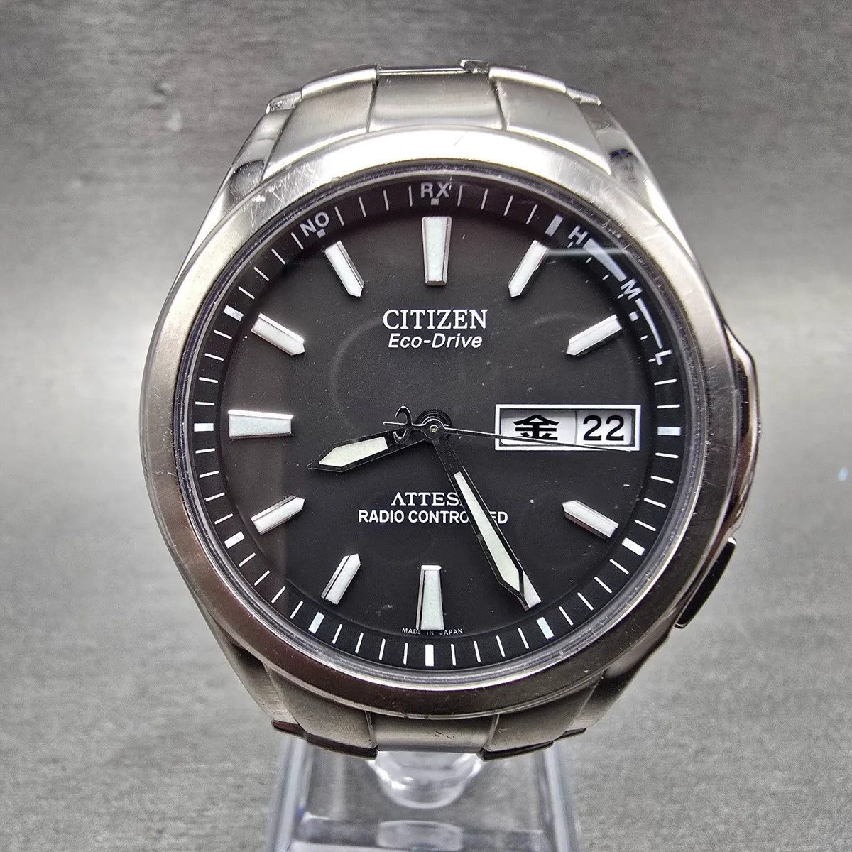 Citizen Eco-Drive Attesa Watch Men 37mm Black Dial Titanium H100-T010431 PARTS!!0