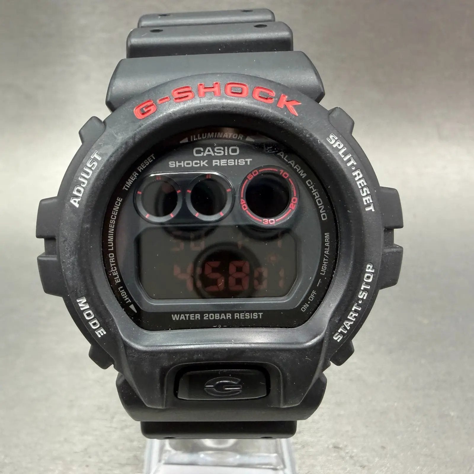 Casio G-Shock DW-6900MS Watch Men 51mm Black Red Alarm Chrono Digital New Batt0