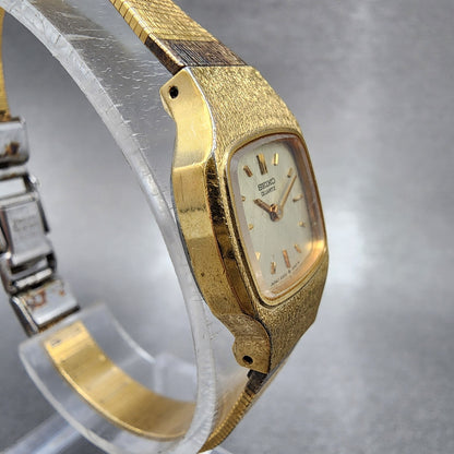 Seiko Watch Women 18mm Champagne Dial Gold Tone Rectangle 23205269 New Battery3