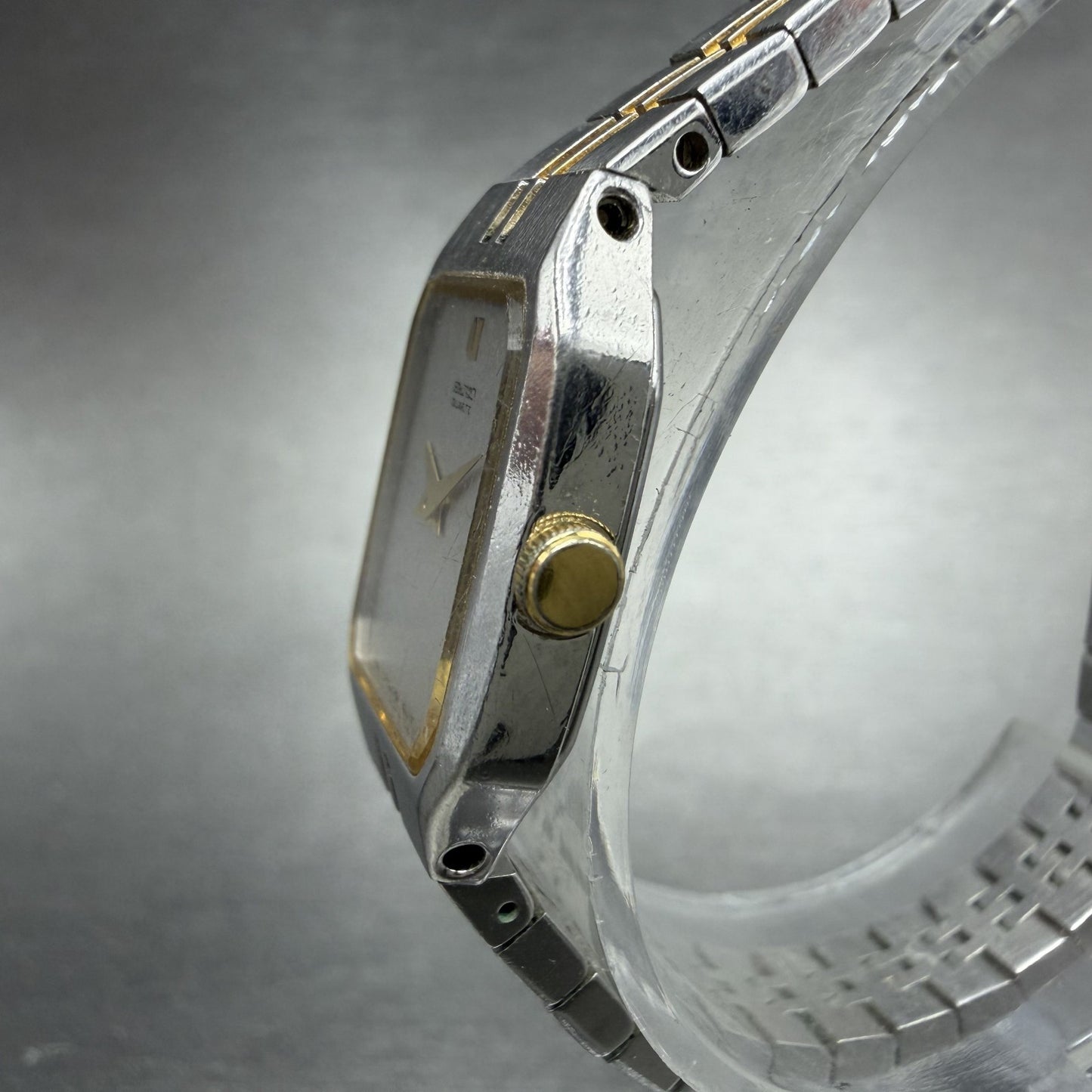 Seiko Watch Women 16mm Silver Dial Two Tone Octagon VTG 2C20-5209 New Battery2