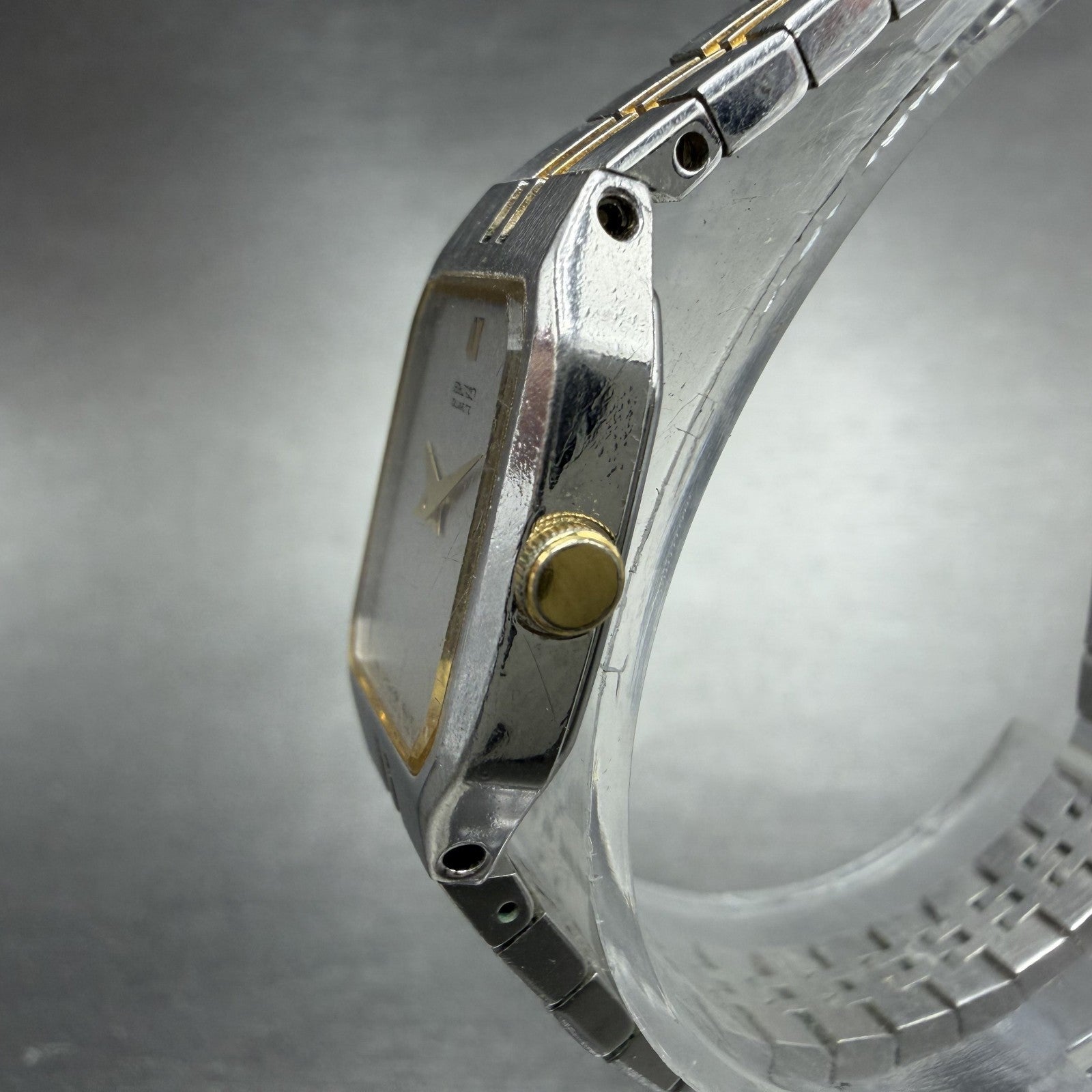 Seiko Watch Women 16mm Silver Dial Two Tone Octagon VTG 2C20-5209 New Battery2
