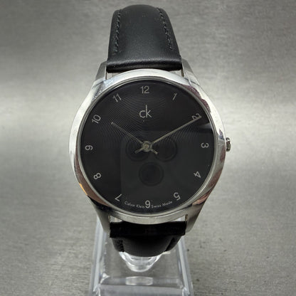 Calvin Klein Watch Men 32mm Black Dial Silver Tone Round K26221 New Battery0