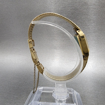 Seiko Tank Watch Women 15mm Champagne Dial Gold Plated Rectangle Manual Runs8