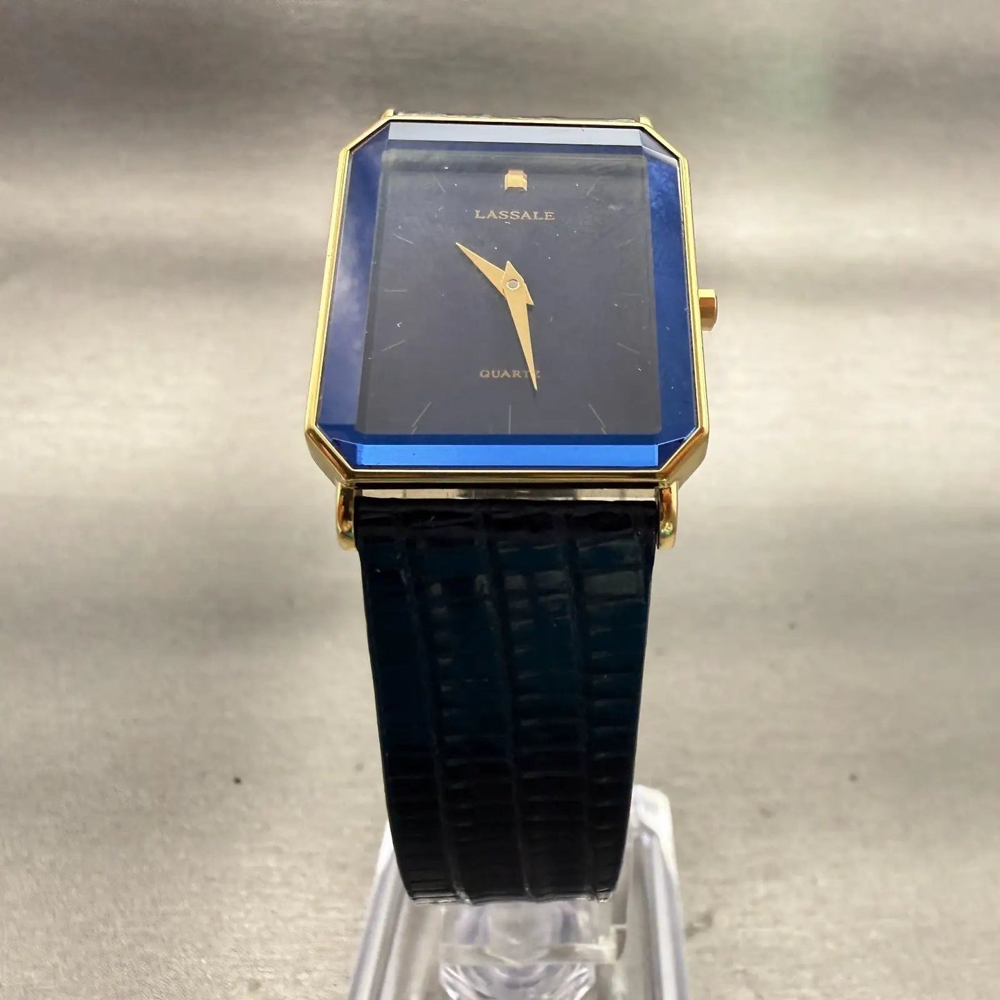 Seiko Lassale Watch Men 25mm Blue Dial Gold Tone Rectangle 7N00-5A4H New Battery5