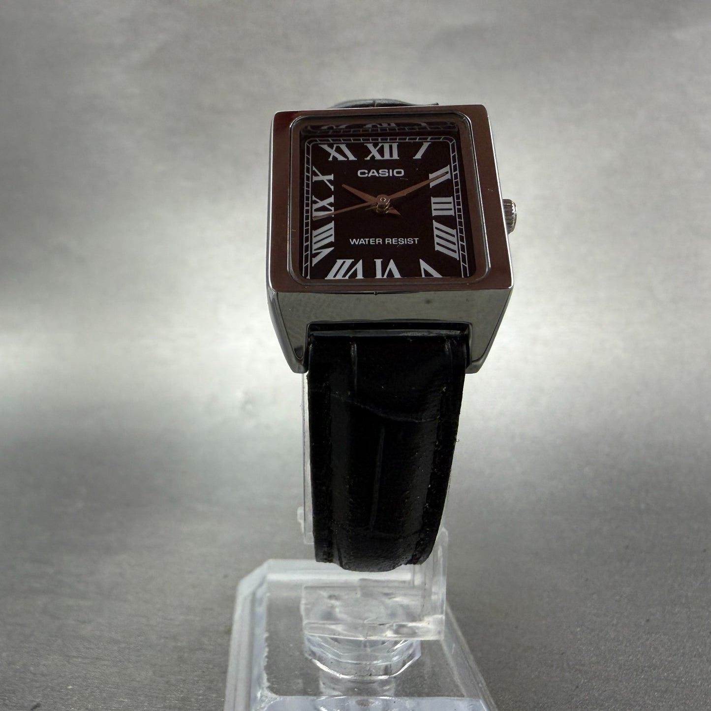 Casio Tank Watch Women 22mm Black Dial Silver Tone Rectangle LTP-V007 NewBatt T35