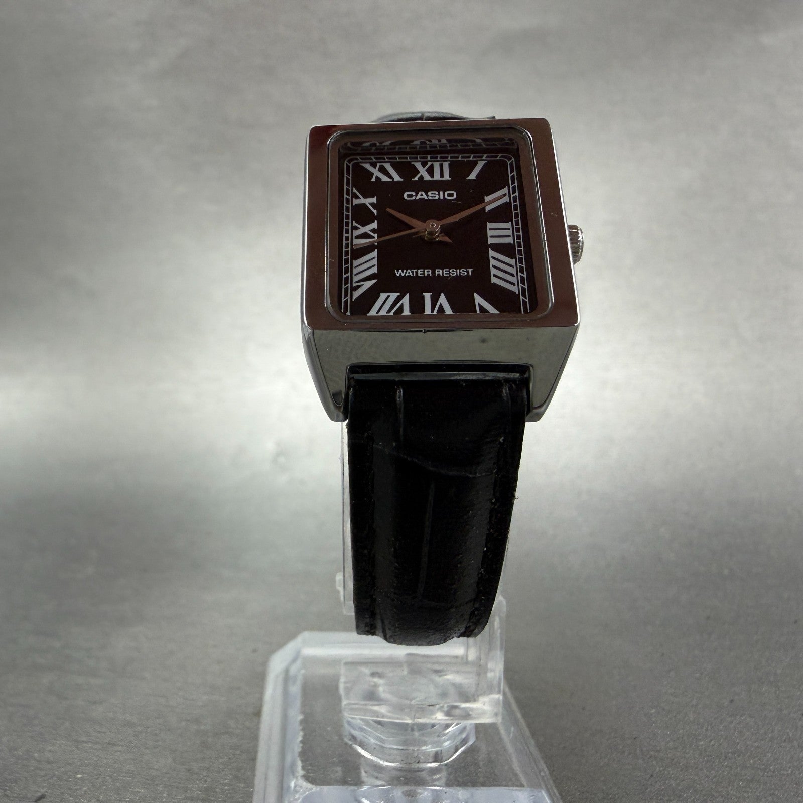 Casio Tank Watch Women 22mm Black Dial Silver Tone Rectangle LTP-V007 NewBatt T35