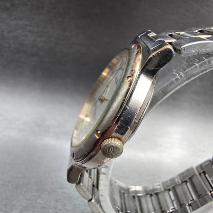 Seiko Alba Watch Men 32mm Silver Dial Two Tone Round V801-0010 New Battery2