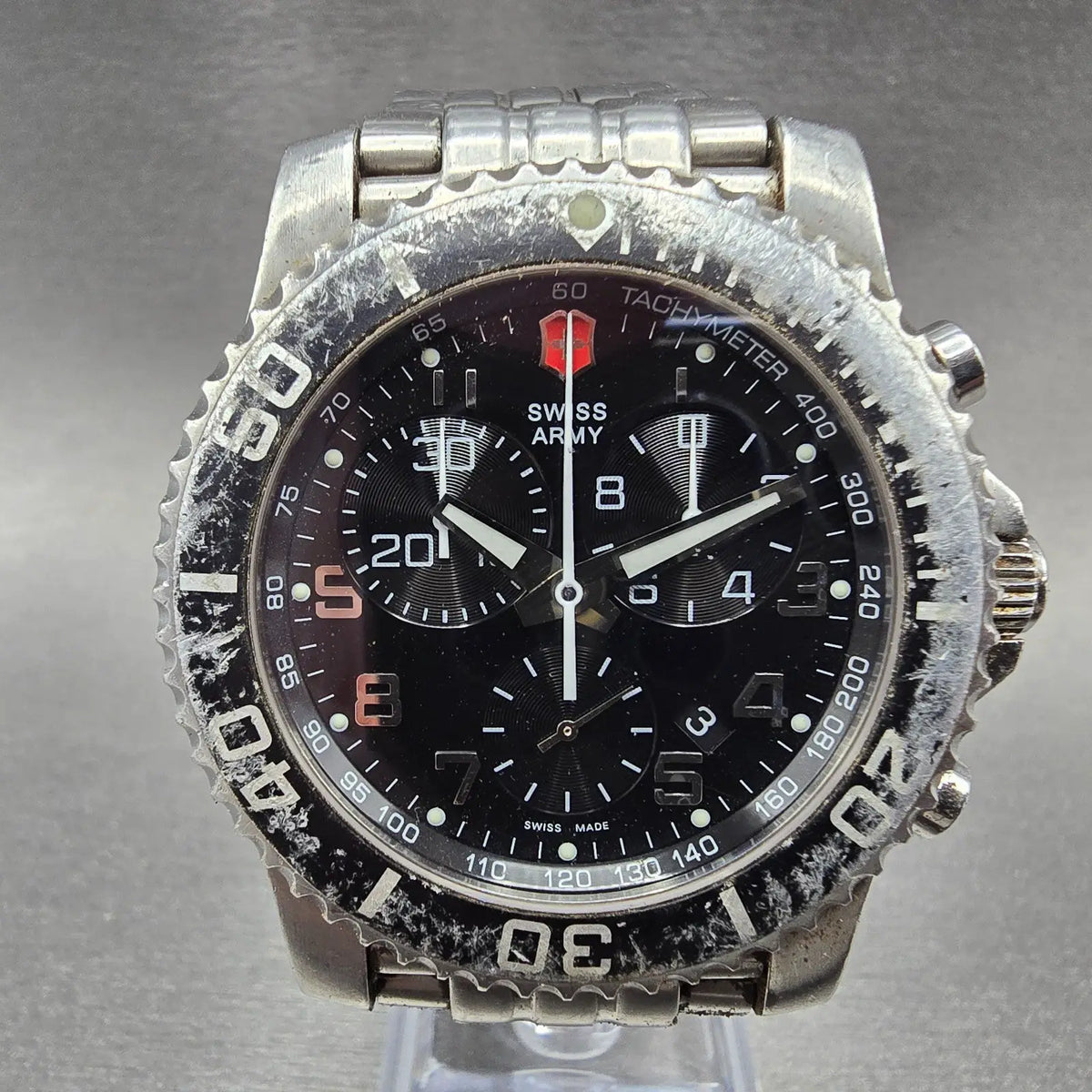 Victorinox Swiss Army Maverick II Chronograph Watch Men 42mm Black Dial Steel0