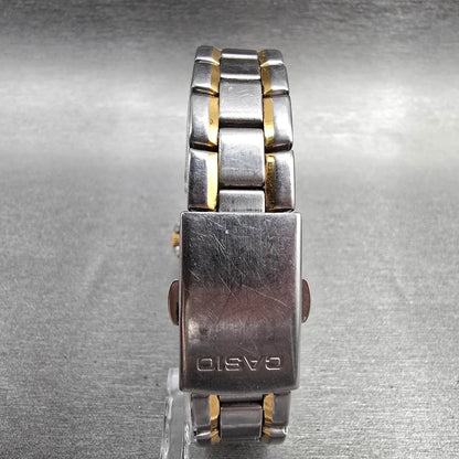 Casio Dive Watch Women 27mm White Dial Two Tone Date Round LTD-1034 New Battery7