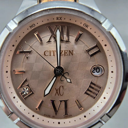 Citizen Eco-Drive Xc Watch Women 25mm Rose Dial Two Tone Date Atomic Round PARTS2