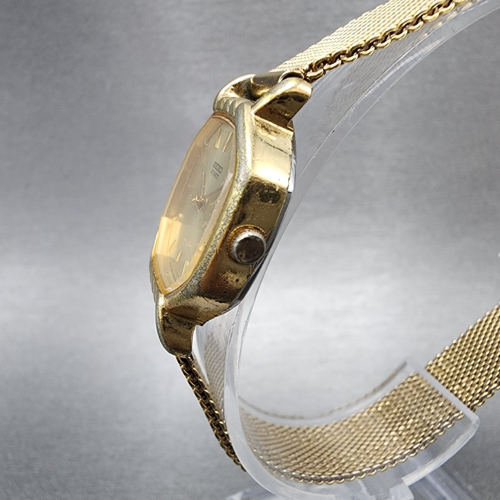 Seiko Watch Women 22mm Champagne Dial Gold Tone Octagon 34215140 New Battery2