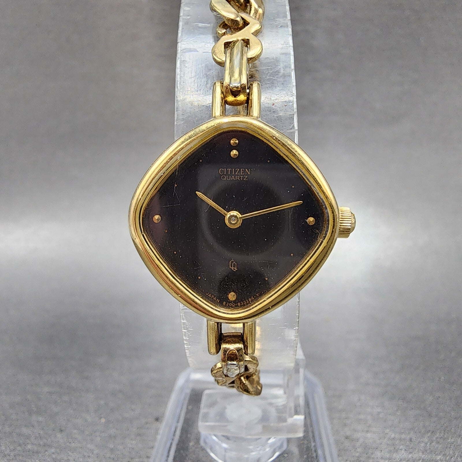 Citizen CQ Watch Women 23mm Black Dial Gold Tone Square 4832256 New Battery0