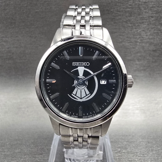 Seiko Watch Women 29mm Black Dial Silver Tone Date Round 6N22-00A0 New Battery0