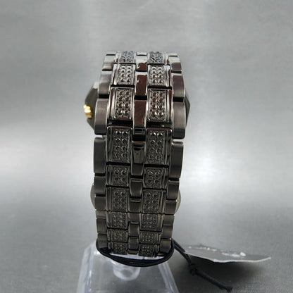 Bulova Octava Watch Men 42mm Gold Skeleton Dial Gunmetal Crystal Bezel 98A2937