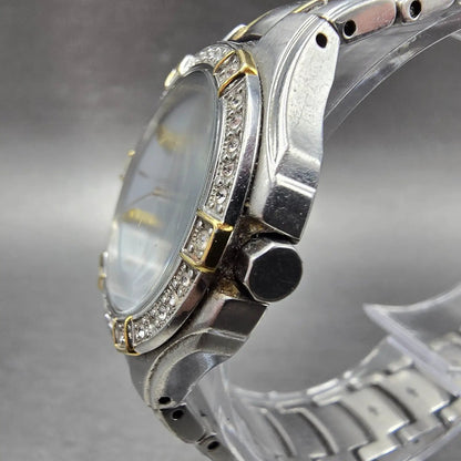 Seiko Solar Watch Women 31mm MOP Dial Two Tone Date Round V137-0CA0 Runs2