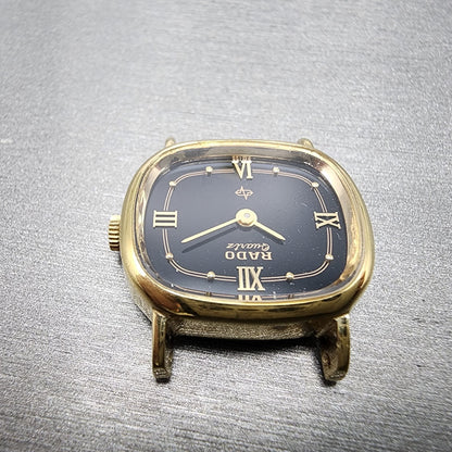 Rado Watch Women 23mm Black Dial Gold Tone Rectangle 700.9003.2 PARTS5