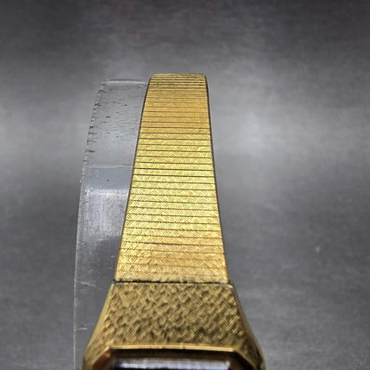 Seiko Watch Women 17mm Brown Dial Gold Tone Rectangle 2C20-5789 New Battery JP4