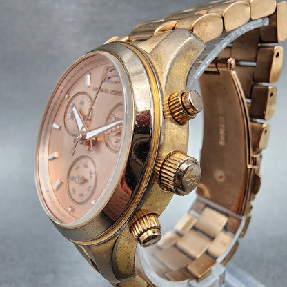 Michael Kors Runway Chronograph Watch Women 33mm Rose Dial Rose Gold Tone NewBat2