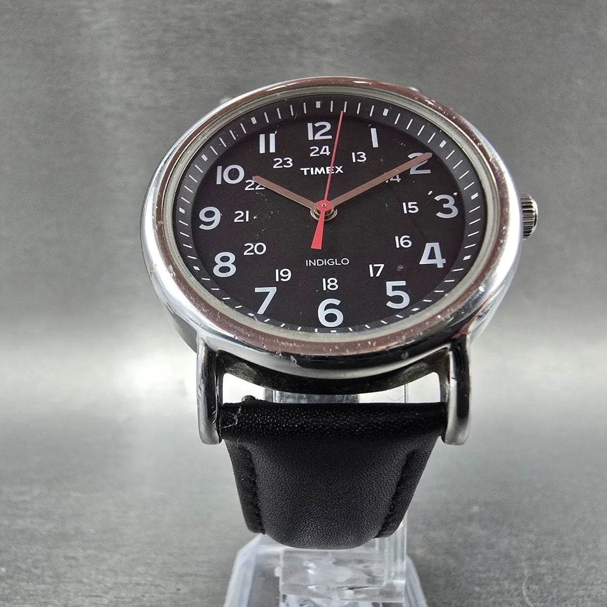 Timex Weekender Watch Men 38mm Black Dial Silver Tone Round T2N647 New Battery 15