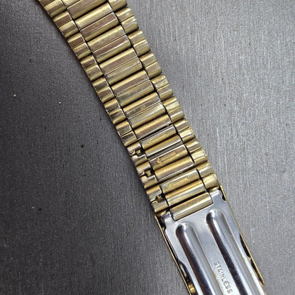 Seiko Bracelet 20mm Stainless Steel Gold Tone Tri Folding Clasp Vintage Japan L9