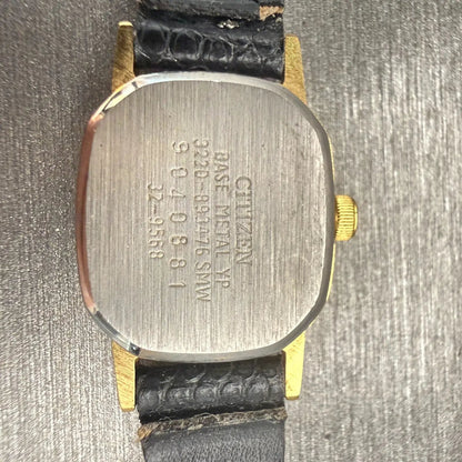 Citizen CQ Watch Women 17mm Black Dial Gold Tone Rectangle 3220-893476 New Batt10