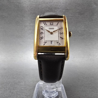 Coach Tank Watch Men 25mm Silver Dial Gold Tone Date Rectangle W503A New Battery5