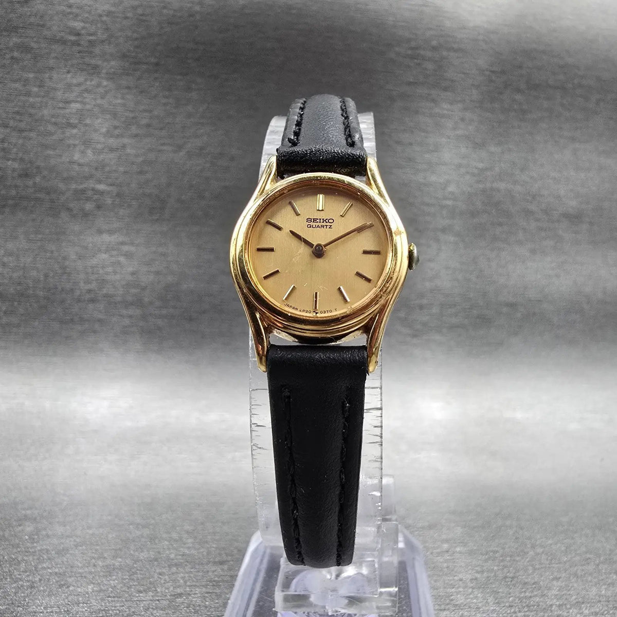 Seiko Watch Women 20mm Gold Dial Gold Tone Round 2P20-0080 New Battery Vintage5