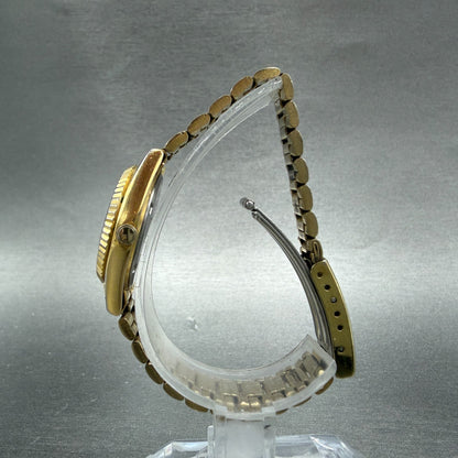 Seiko SQ Watch Women 24mm Gold Dial Gold Tone Daydate Round 3E23-0A60 NewBatt H96