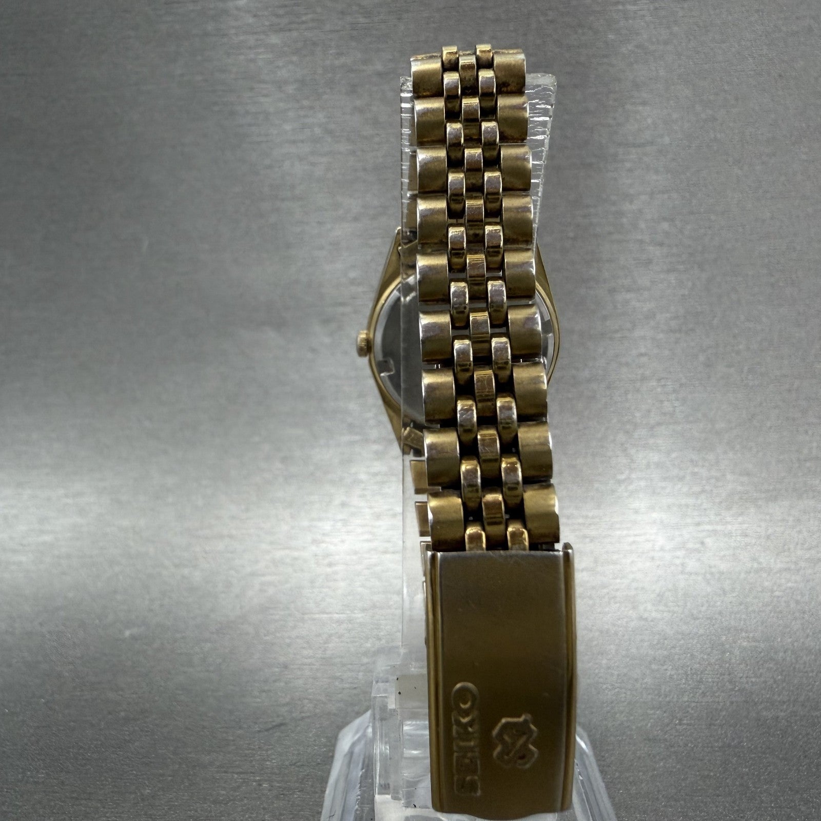 Seiko SQ Watch Women 24mm Black Dial Gold Tone Daydate 24mm Round New Battery NL7