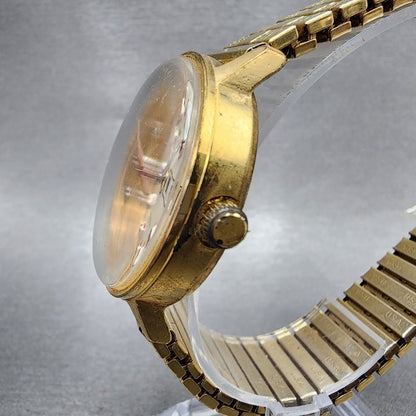 Timex Marlin Watch Men 35mm Cream Dial Gold Tone Daydate Manual Wind Runs VTG2