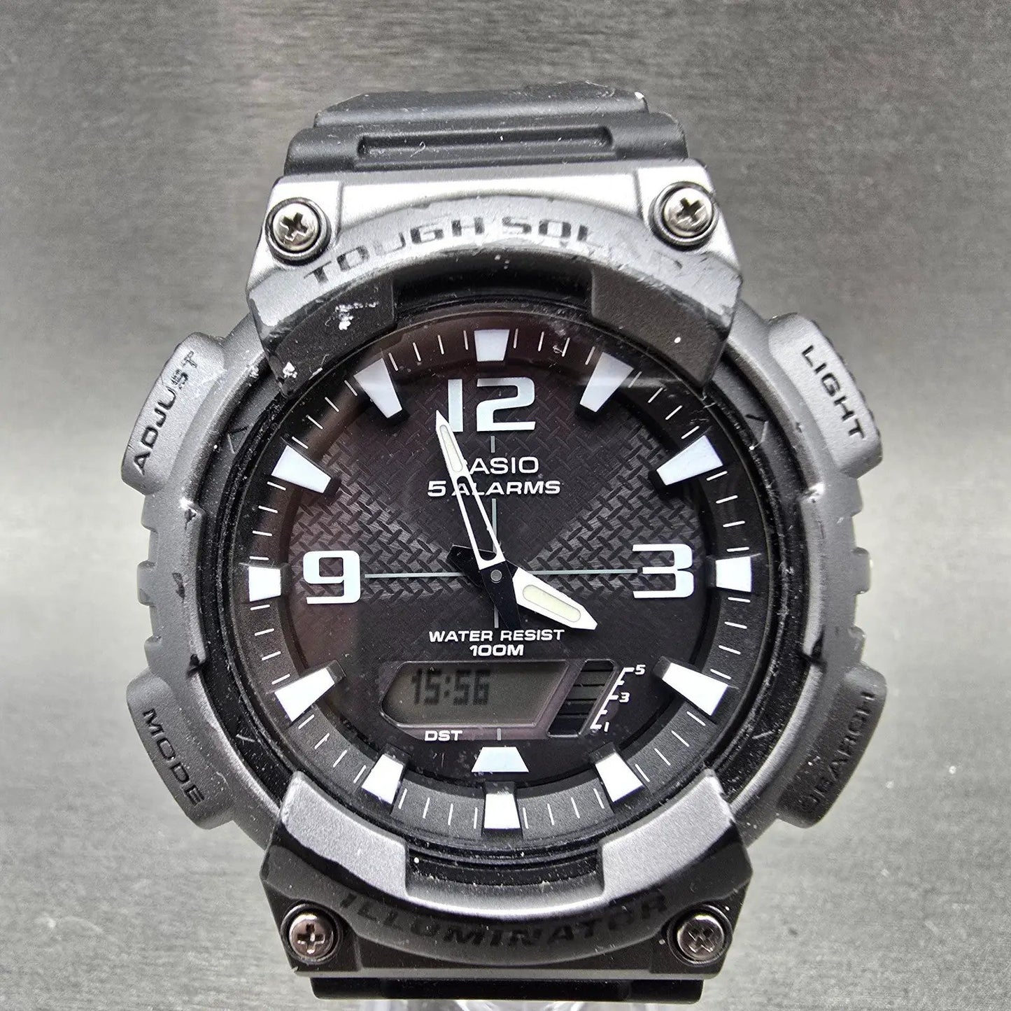 Casio AQ-S810W Watch Men 47mm Black Gray Alarm Chronograph Analog Digital Solar0