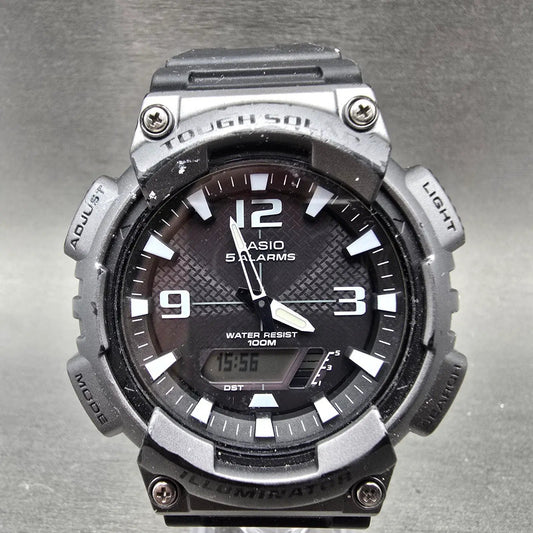 Casio AQ-S810W Watch Men 47mm Black Gray Alarm Chronograph Analog Digital Solar0
