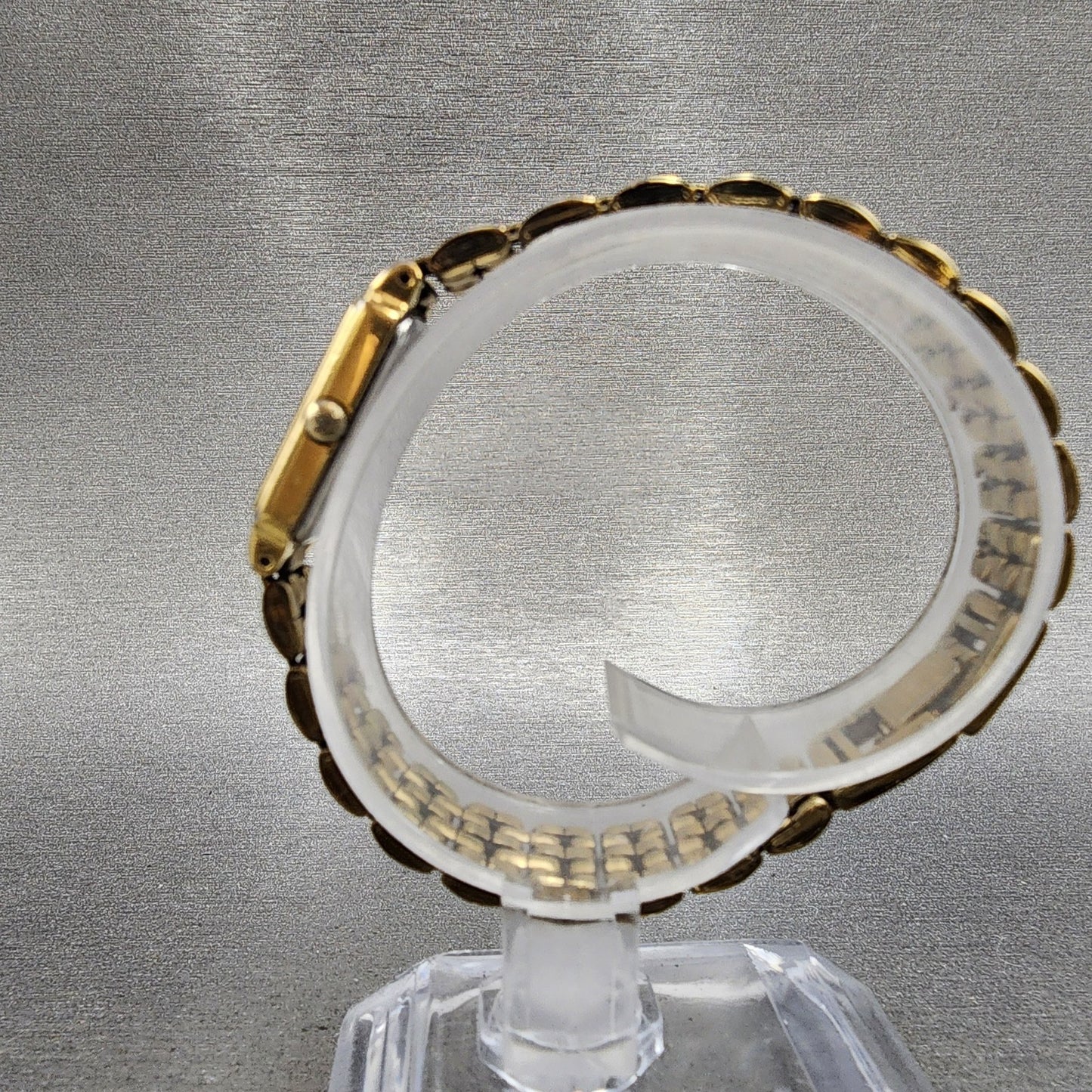 Seiko Tank Watch Women 13mm Silver Tone Gold Tone Rectangle 2e206859 NewBattery6