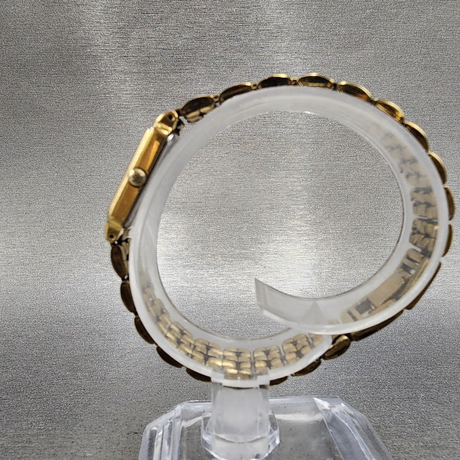 Seiko Tank Watch Women 13mm Silver Tone Gold Tone Rectangle 2e206859 NewBattery6