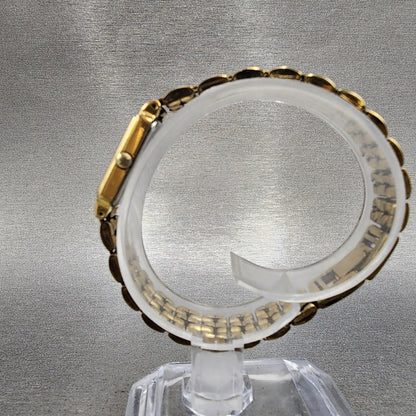 Seiko Tank Watch Women 13mm Silver Tone Gold Tone Rectangle 2e206859 NewBattery6