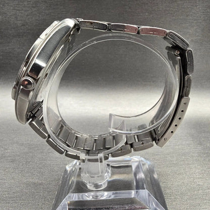 Seiko Alba Watch Men 41mm White Dial Silver Tone Daydate Round V743-8B60 New Bat6