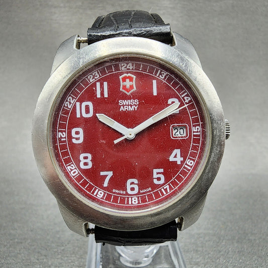 Victorinox Swiss Army Field Watch Men 38mm Red Dial Steel Date  PARTS0
