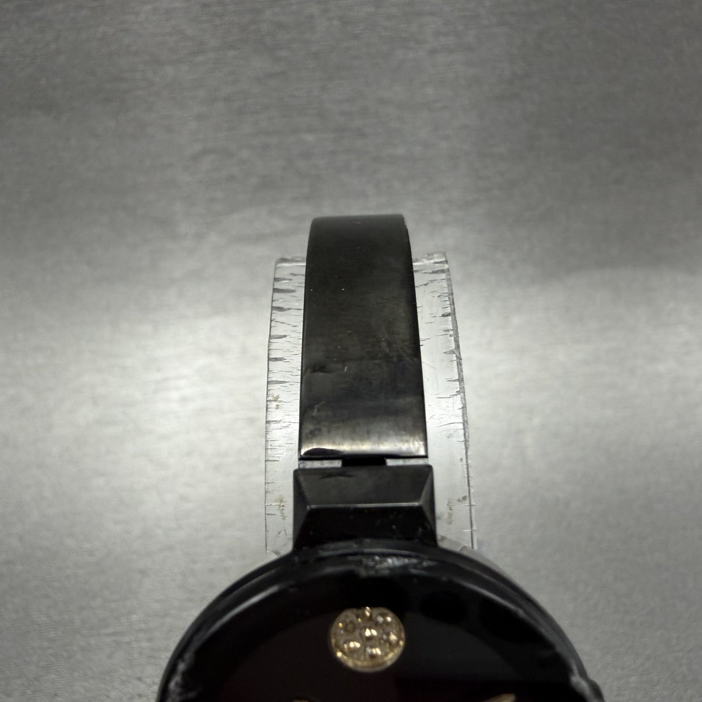 Movado Bold Bangle Watch Women 28mm MOP Dial Black Tone Round 3600775 CHIPPED!!!8